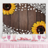 Tournesols et toile de fond d'anniversaire lumineux en bois brun